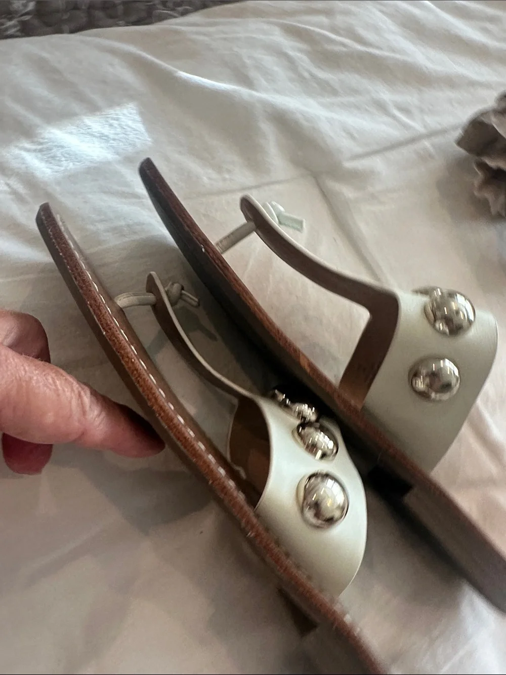 Marc Fisher White Studded Thong Sandals - Women